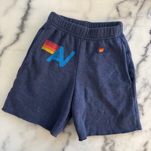 Aviator Nation Unisex LOGO KIDS SWEATSHORTS 🚀 Navy Blue Vintage Feel Comfy SoCal